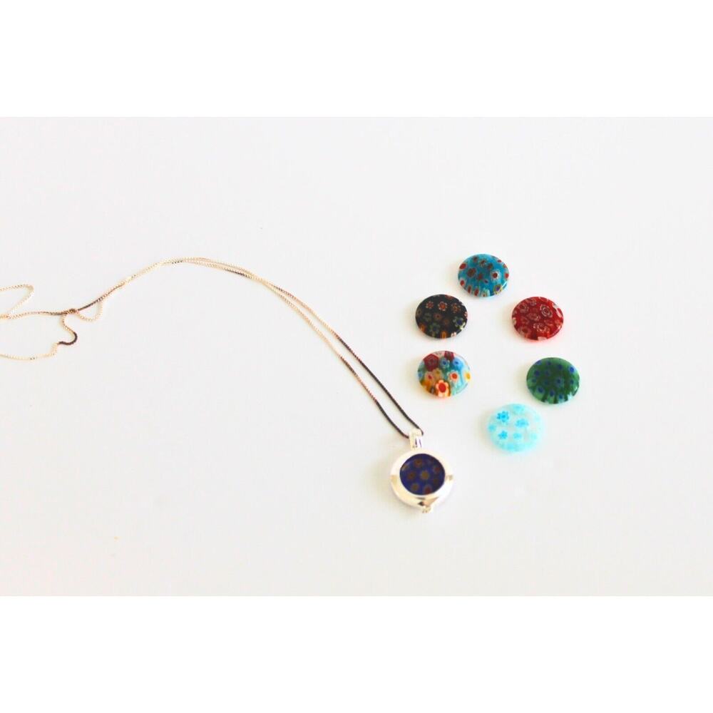 Vintage Millefiori Changeable Necklace 18in Multicolor Made/Italy Micro Mosaic